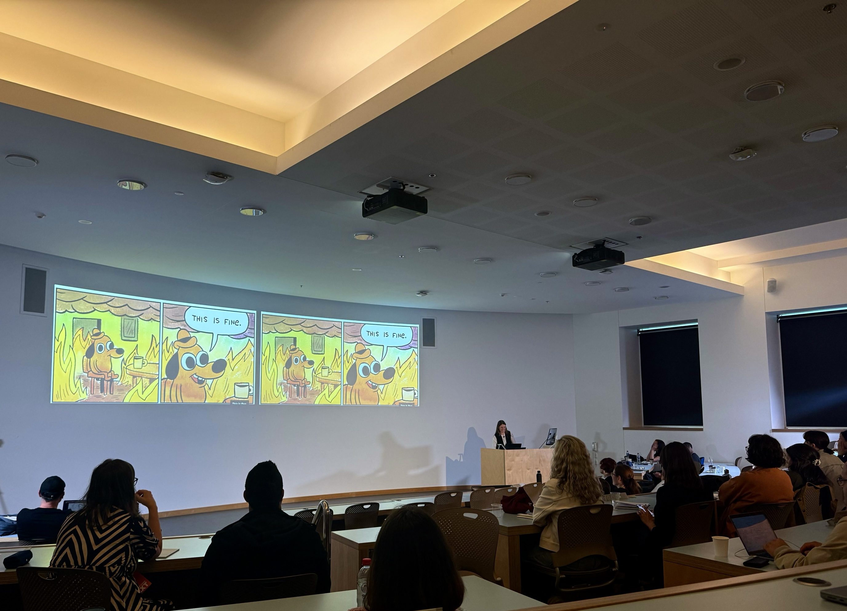 Freya speaking at conference